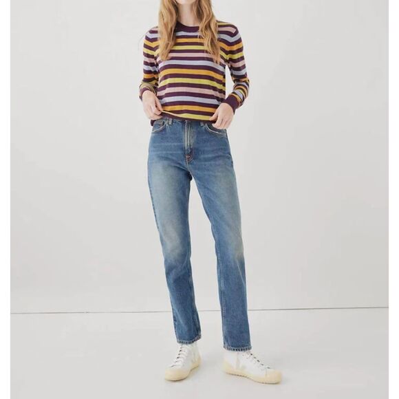 Pact Womens Sweater Classic Fine Knit 100% Organic Cotton Striped Size Small - Picture 2 of 10